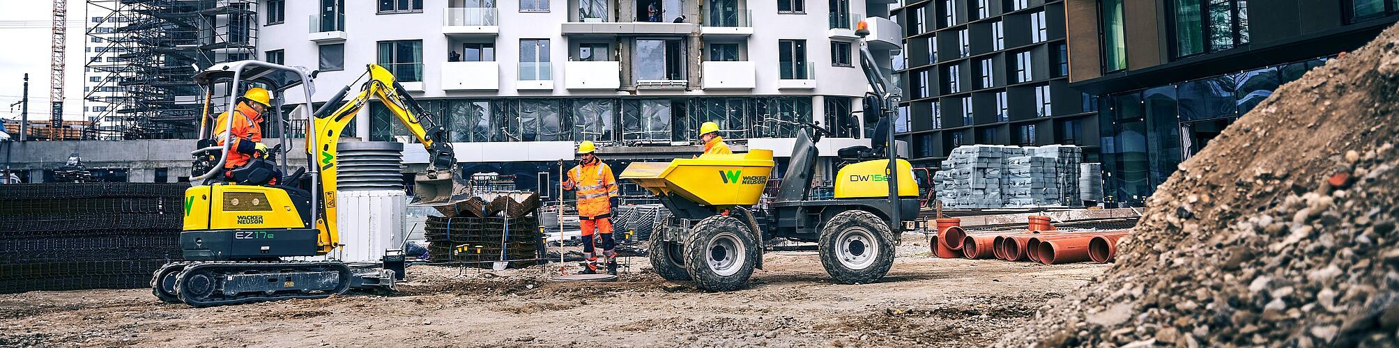 electric construction machines in action