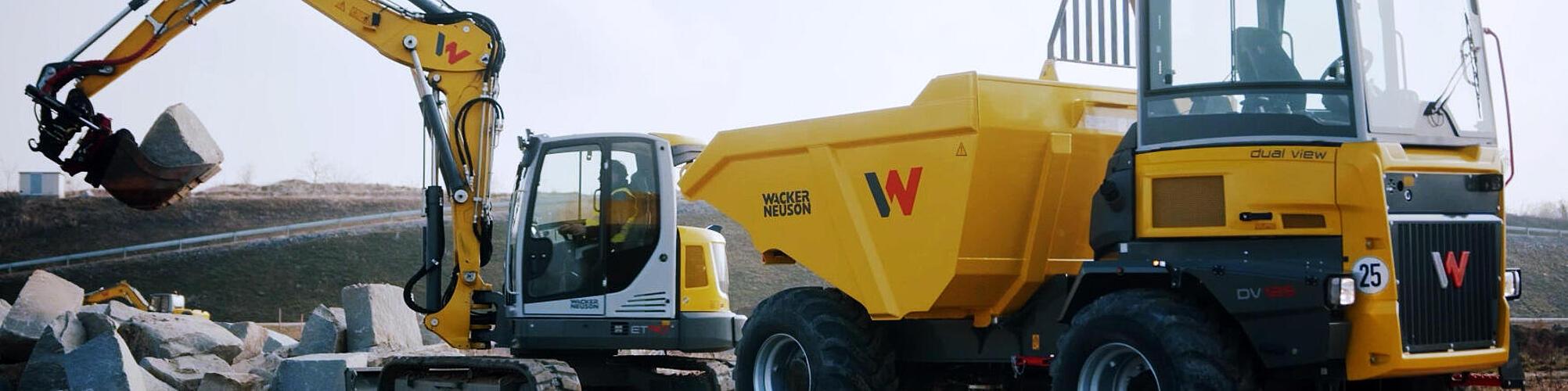 Les pelles et les dumpers de Wacker Neuson travaillent ensemble